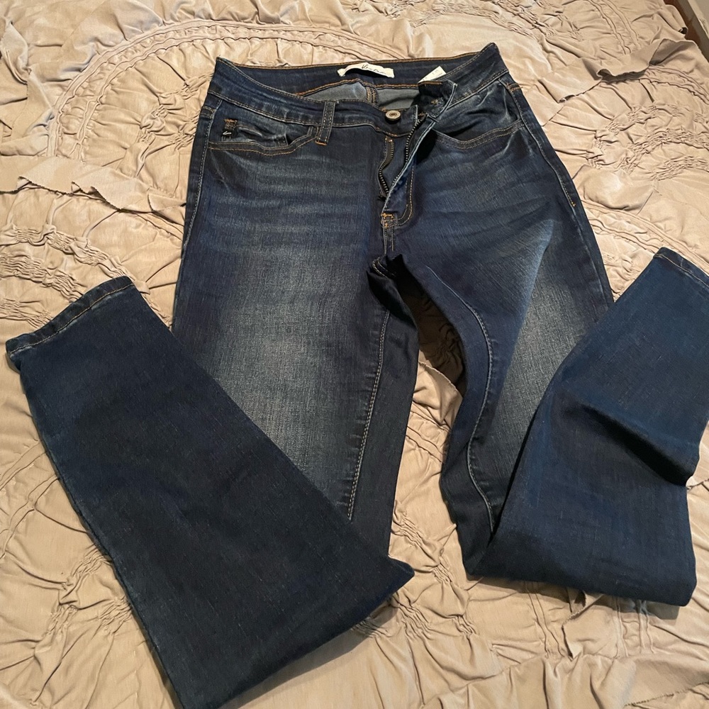 Kan Can low rise dark wash jeans